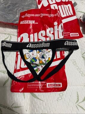 Aussiebum Cartoon Print Jockstrap — Black Waistband
